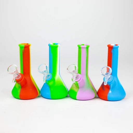 5" Tricolor silicone mini beaker water bong