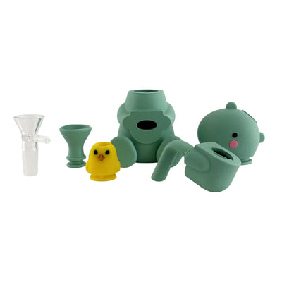 5" Silicone Dinosaur Water Pipe – Assorted Colors