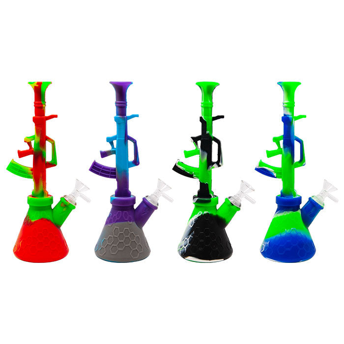 10"Small Rifle Gun Beaker Silicone Water Pipe
